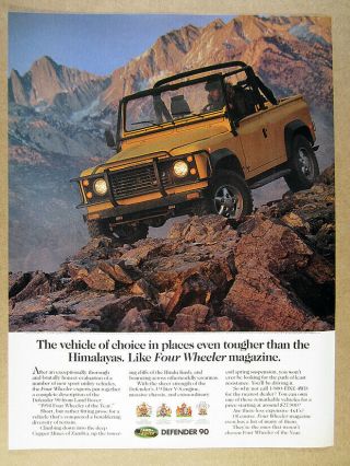 1994 Land Rover Defender 90 Mountains Photo Vintage Print Ad