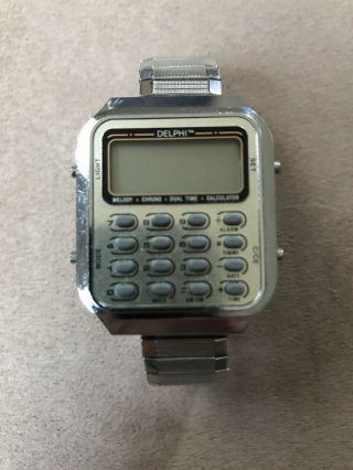 Vintage Mens Delphi Calculator Alarm Watch 30 Day Guarantee Needs Battery