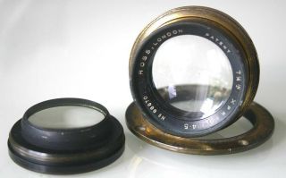 HEAVY BRASS LENS 7 1/4 in ROSS XPRES 1:4.  5 No - 96870 with FLANGE,  CLEAR OPTICS 2