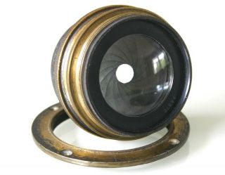 HEAVY BRASS LENS 7 1/4 in ROSS XPRES 1:4.  5 No - 96870 with FLANGE,  CLEAR OPTICS 4