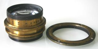 HEAVY BRASS LENS 7 1/4 in ROSS XPRES 1:4.  5 No - 96870 with FLANGE,  CLEAR OPTICS 5