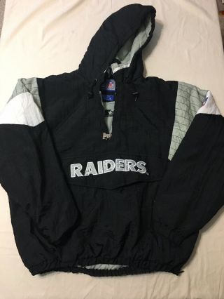 Oakland Raiders Vintage 90s Starter Pull Over Hoodie Jacket Extra Large Nfl