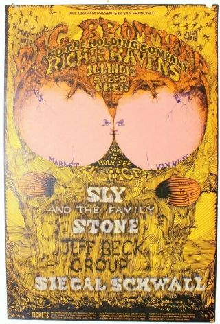 Vtg Fillmore Bill Graham Concert Poster 1st 1968 Big Bother & The Holding Co