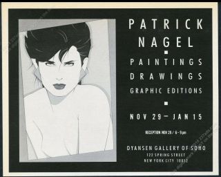 1983 Patrick Nagel Woman Art Nyc Gallery Vintage Print Ad