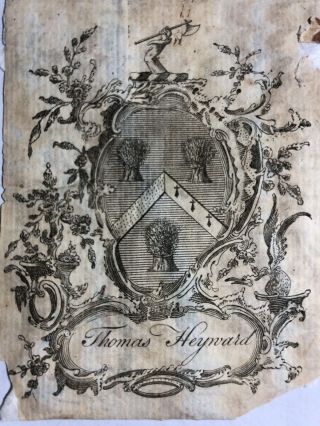 Thomas Heyward Bookplate,  Declaration Of Independence Signer,  Charleston,  Sc,