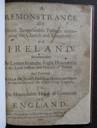 Remonstrance Concerning Ireland 1642 Irish Rebellion Depositions 1st Jones