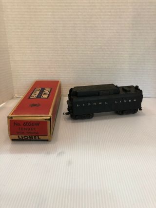 6026w Vintage Lionel O Scale Tender With Whistle