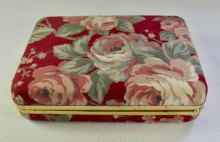 Rose Fabric Jewel Box With 13 Pairs of Vintage Earrings 2