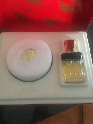Vintage Guerlain Shalimar Set Perfumed Dusting Powder 8 Oz.  & 1 Oz Perfume.