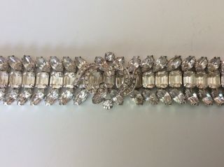 VTG Signed Clear Rhinestone Crystal WEISS BRACELET 3D 3 Rows ICE 2