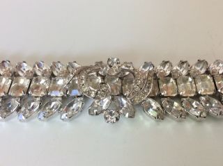 VTG Signed Clear Rhinestone Crystal WEISS BRACELET 3D 3 Rows ICE 3