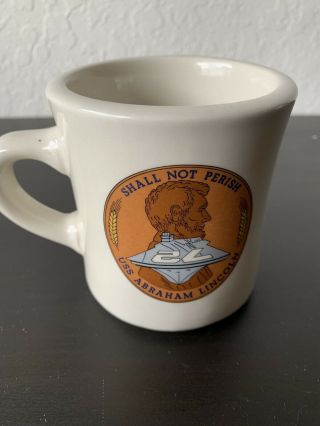 Vintage Uss Abraham Lincoln Cvn - 72 Navy Military Ceramic Diner Mug Usn