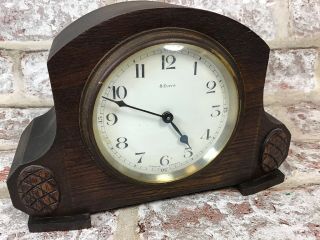 Vintage 8 Days Art Deco Wooden Mantel Clock 1938 Made In France - Needs Tlc