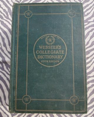 Websters Vintage 1941 Thin Paper Fifth Edition Collegiate Dictionary With Tabs