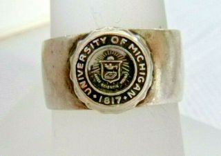 Vintage University Of Michigan Ring Sterling Silver 5.  4 Grams Size 6