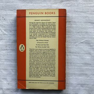 Penguin 1066 Ernest Hemingway For Whom The Bell Tolls PB Ed 3