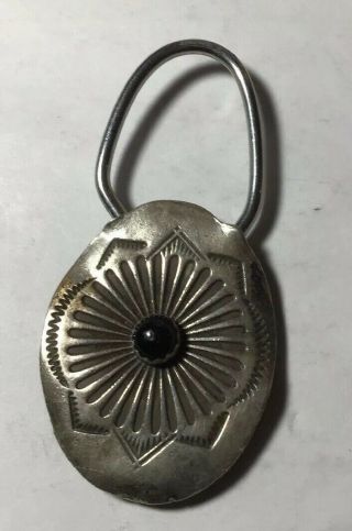 Vintage Sterling Silver Navajo Concho Key Holder With Cabochon 3