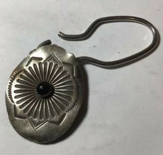 Vintage Sterling Silver Navajo Concho Key Holder With Cabochon 5