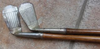2 Antique Vintage 1920 ' s Hickory Wood Shaft Golf Clubs Spalding Gold Medal Royal 2