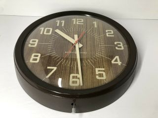 Vintage General Electric Wall Clock Model 2012 Brown Wooden Design 2