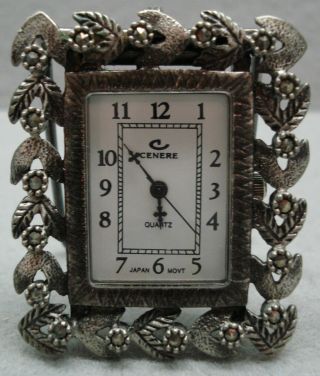 Vintage Cenere Marcasite Pendant Tabletop Picture Frame Watch Battery - Htf