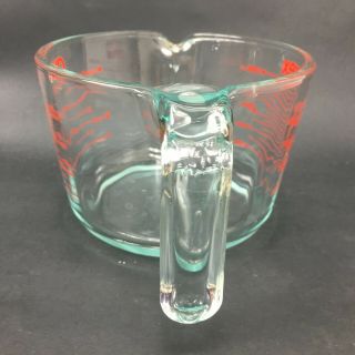 Vintage Pyrex Glass Measuring 4 Cup 1 Quart Red Lettering Open Handle 3