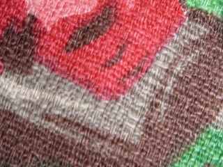Vtg Cotton Barkcloth Fabric Craft Pillow Piece Green Asian Garden & People 48x22 5