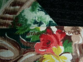 Vtg Cotton Barkcloth Fabric Craft Pillow Piece Green Asian Garden & People 48x22 8