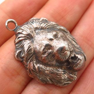 925 Sterling Silver Vintage Roaring Lion / Leo Design Charm Pendant