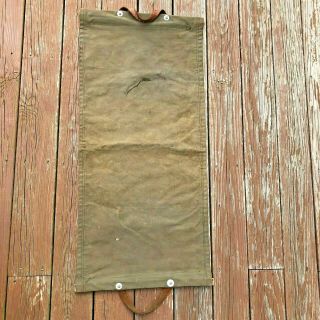 Vintage Log Wood Carrier Army Green Canvas Firewood Tote With Leather Handles