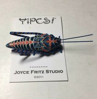Vintage Joyce Fritz Yipes Grasshopper Insect Brooch Pin Polymer Clay