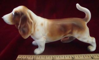 Vintage Basset Hound Dog Figurine,  5 " Porcelain