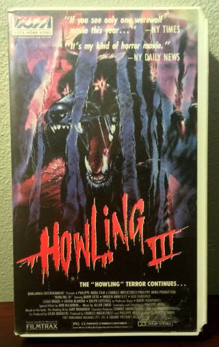 " Howling Iii " 3 1987 Clamshell Vhs Horror Werewolf Rare Vintage