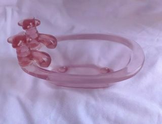 Vtg Claw Foot Bath Tub Shaped Soap Dish Translucent Pink Hard Plastic Resin Cute