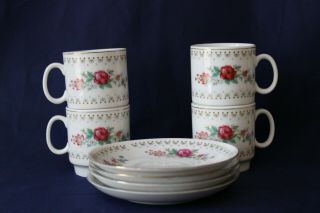Vintage Espresso Cups And Saucers Tehwa China Stacking Set Of 4