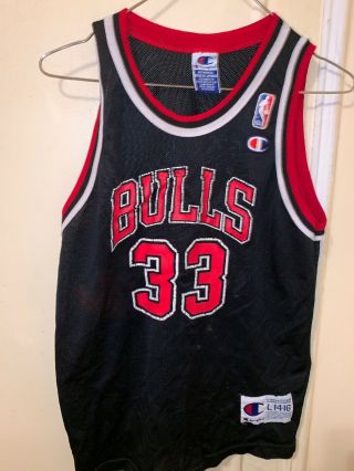 Scottie Pippen Chicago Bulls 33 Nba Champion Youth Jersey Size Large Vintage