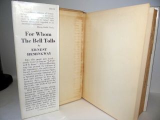 Ernest Hemingway / For Whom the Bell Tolls / First Edition in 1st State DJ,  1940 9