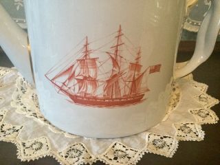 Vintage Spode RED TRADE WINDS 6 - Cup Teapot Clipper Ships Estate Find Lovely 6