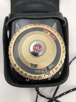 Vintage GE General Electric Type PR - 3 Exposure Light Meter W/Case 2