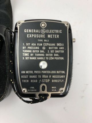 Vintage GE General Electric Type PR - 3 Exposure Light Meter W/Case 4