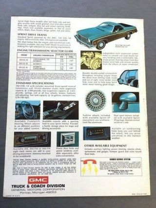 1974 GMC Sprint Pickup Vintage Car Sales Brochure Folder - El Camino 3