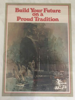1975 Spirit Of Navy Recruiting Vintage Poster 25 X 34 Vietnam Era