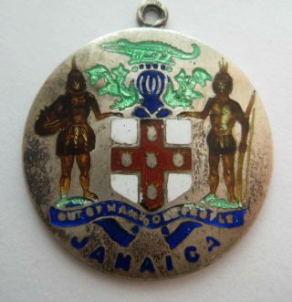 Vtg Sterling Silver Enamel Jamaica Souvenir Bracelet Charm Thomas L.  Mott Tlm