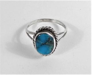 Unsigned - Sterling Silver Pilot Mountain Turquoise Ring - Size 5 3/4 - Vintage