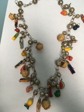 Pueblo Native American Folk Art Charm Necklace 30” Vintage 2