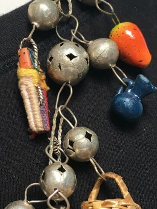 Pueblo Native American Folk Art Charm Necklace 30” Vintage 7