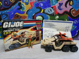 1988 Gi Joe Desert Fox Jeep Skidmark Toy Vintage Figure File Card 100 Complete