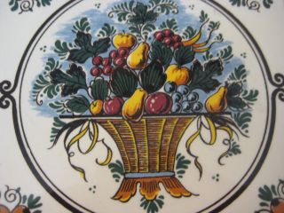Vtg Delfts Handpainted Made In Holland Fruits Bowl Ceramic Tile 5 3/4 