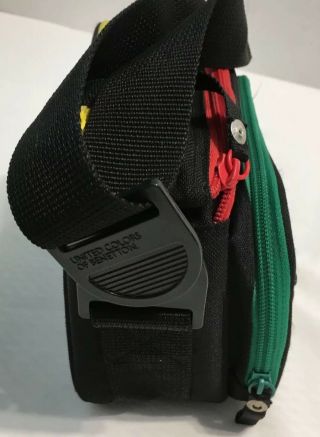 United Colors Of Benetton Camera Bag Vtg Black Adjustable Shoulder Strap Purse 6