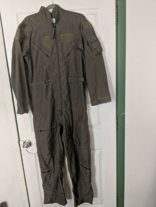 Vintage Military Flight Suit 42 R Sage Coveralls Army Usaf Overalls Men Flyers